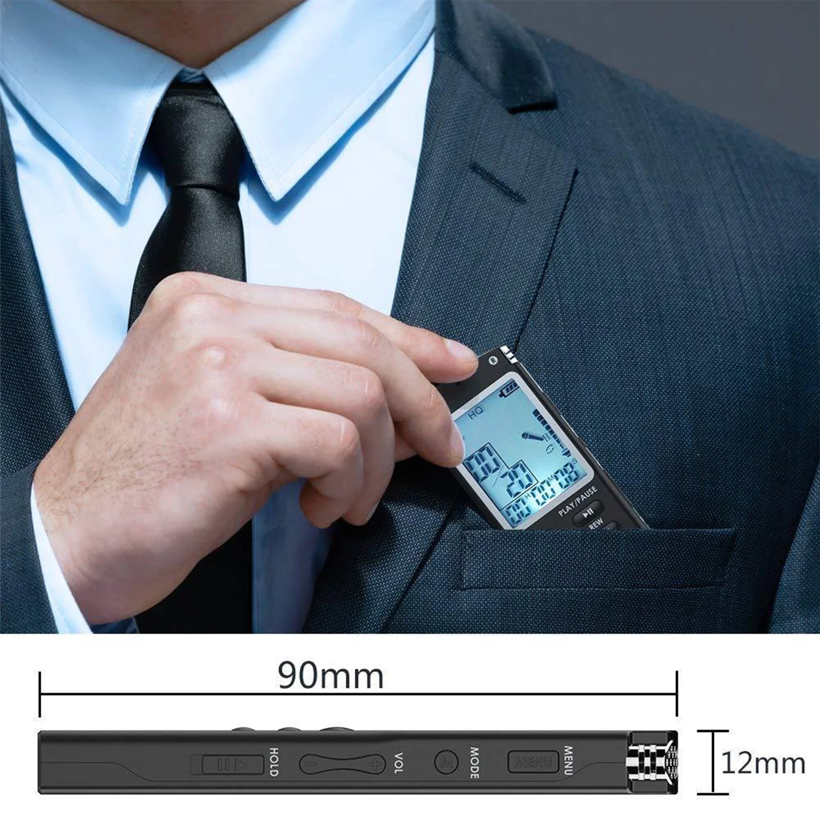 32GB Lecture Digital Voice Recorder, Rechargeable Digital Voice Activated Audio Voice Recorder, Mini Audio Recorder Voice Mic, Portable Tape Dictaphone with Playback, USB, MP3, A-B Function