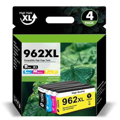 962 962XL Ink Cartridges Compatible for HP 962XL 962 4 Pack for OfficeJet Pro 9010 9020 9015 9018 9025 9018 9019 Printer -Black, Cyan, Magenta, Yellow)