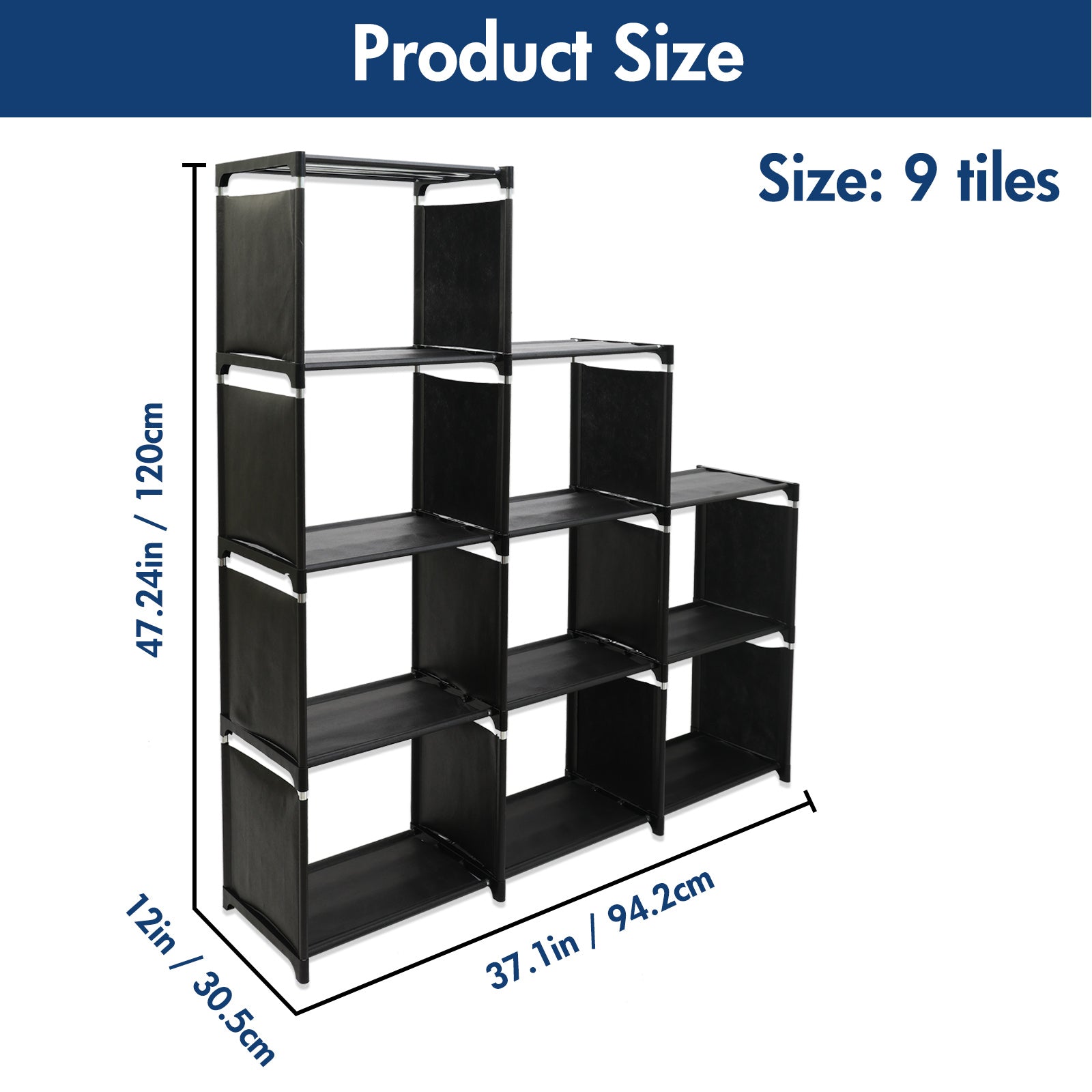 Cube Storage Organizer, 9-Cube Shelves Units for Closet, DIY Metal Bookshelf, Bookcase, Storage Cubes Ideal for Bedroom, Living Room