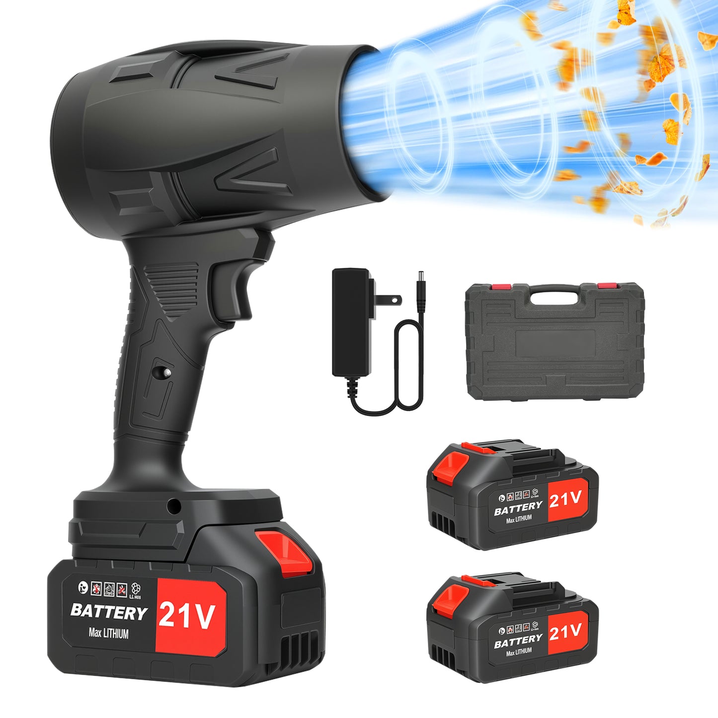 Cordless Leaf Blower, 4AH Handheld Leaf Blower with 2 Batteries and Charger,Infinitely Variable Speeds for Patio Cleaning, Lawn Care