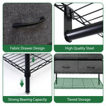 Lade das Bild in den Galerie-Viewer, Heavy Duty Clothes Rack with 4 Fabric Drawers Adjustable Metal Wire Garment Rack W/Hanging Rod, DIY Freestanding Clothing Rack, 400lbs Load Capacity, Black
