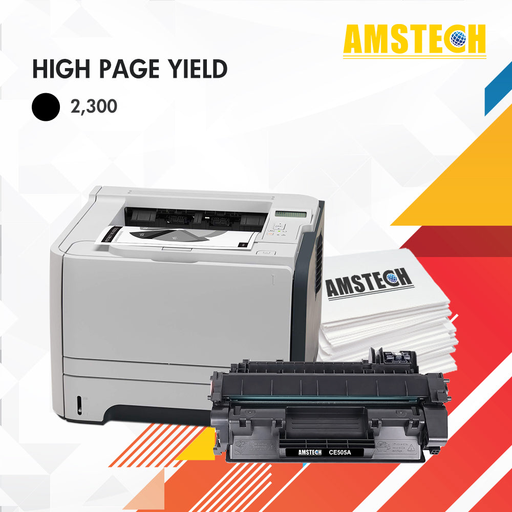 Amstech 1-Pack Compatible Toner for HP 05A CE505A for HP LaserJet P2030 P2035 P2035N P2050 P2055D P2055DN P2055X Printer Ink(Black)