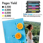 Load image into Gallery viewer, 4-Pack TN229XXL Toner Cartridge with Chip Compatible for Brother TN229XXL TN229XL TN229 MFC-L3780cdw MFC-L8395cdw HL-L3295cdw HL-L8245cdw Printer (High Yield, BK/C/M/Y)
