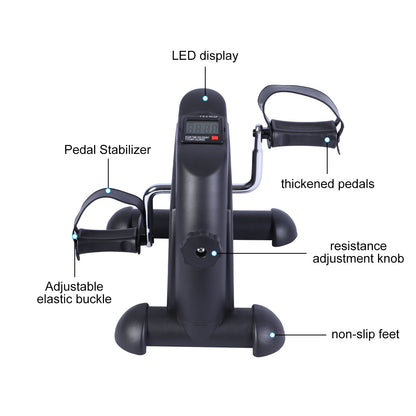 BAOKALER Desk Bike Pedal Exerciser, Mini Exercise Bike Stepper Indoor Exercise, Elder Bike Pedal Exerciser Under Desk Fitness Equipment with LCD Screen Display