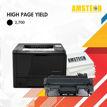 Amstech 2-Pack Compatible Toner Replacement for HP 80A CF280A Laserjet Pro 400 M401a M401d M401n M401dn M401dne M401dw Laserjet Pro 400 MFP M425DN M425dw Printers(Black)