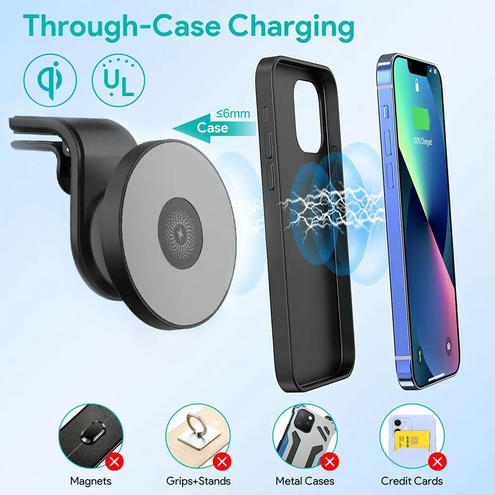 Car Wireless Charger,Fast Charging Mobile Phone Car Bracket,The Charger Tightly Locks The Dashboard Air Outlet,Rotate 360 Degrees,Suitable for iphone17,16,15,14,Android Phones