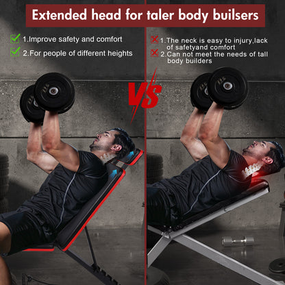 BAOKALER-7-Levels-Adjustable-Weight-Bench-with-Extended-Headrest-&-Leg-Extension,-Foldable-Dumbbell-Workout-Bench,-Supports-Up-to-770-lbs,-Incline-&-Decline-Positions-for-Full-Body-Strength-Training