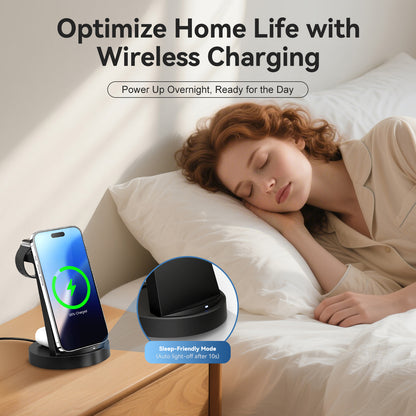 Charging Station, Magnetic Wireless Charger for iPhone 17 16 15 14 13 12, for iWatch Series, for Airpods 4 3 2, for Samsung Galaxy, Black