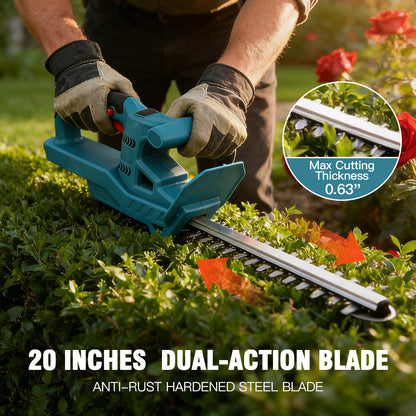21V Cordless Hedge Trimmer, 20 Inch Hedge Trimmer for Bush Shrub Cutting, 2 Battery and Charger Included