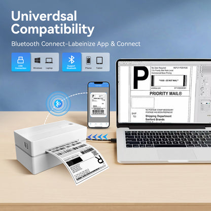 Label Printer, 4x6 Thermal Bluetooth Shipping Label Maker for Packages, Compatible with Windows iOS Android, Wireless Sticker Printing for Business and Home