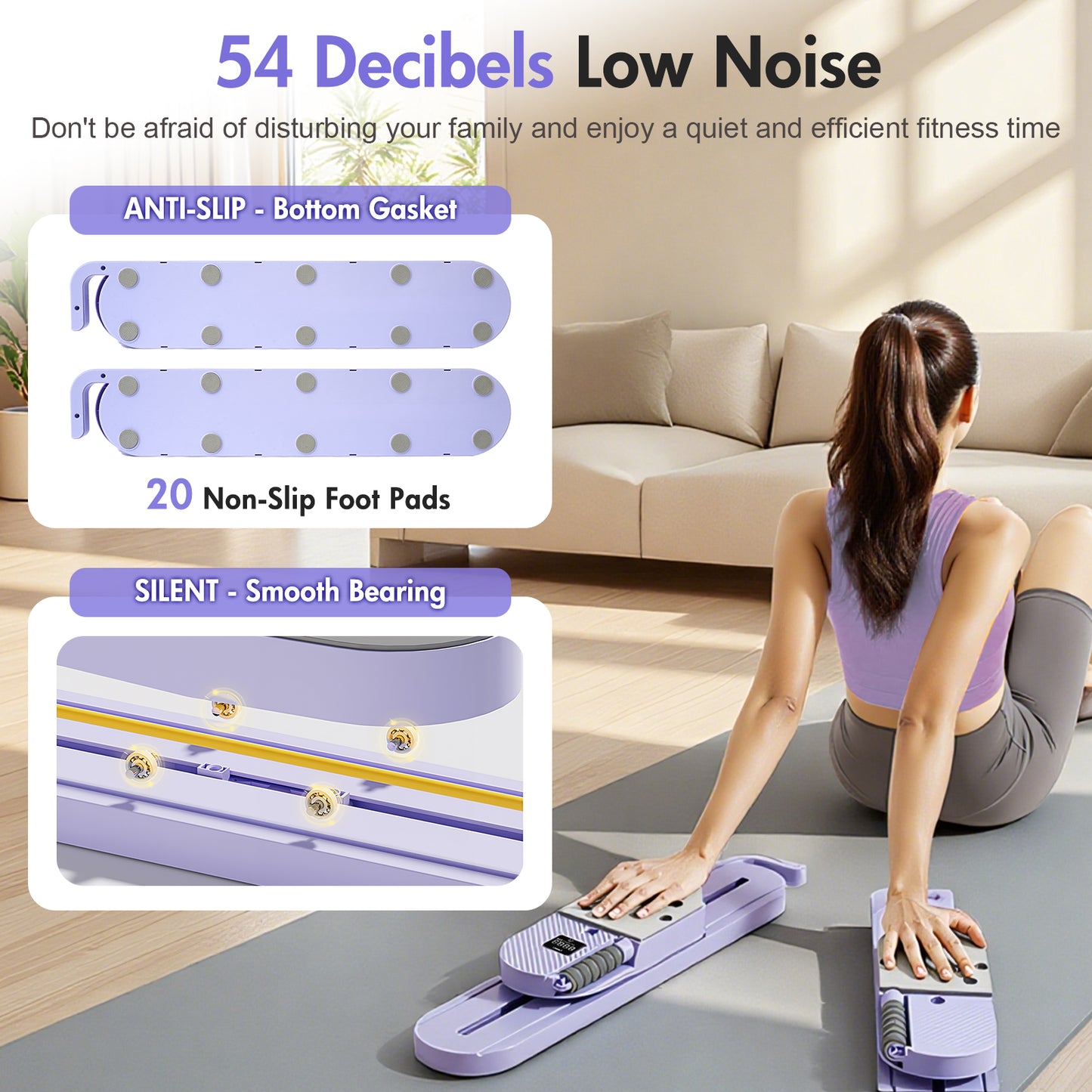 RICAN Pilates Reformer Board with Resistance Bands, Portable Pilates Board Ab Machine, Full Body Workout for Home, LED Timer & Calorie Display Ab Core Strengthener Trainer