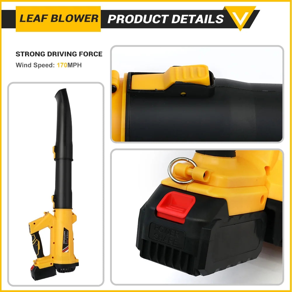 Leaf Blower, 170MPH 21V Leaf Blower Cordless with 2X6.0Ah Battery & Charger, Electric Leaf Blower for Lawn Care, Battery Powered Leaf Blower for Snow Blowing & Yard Patio Garden Cleaning