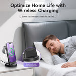 Lade das Bild in den Galerie-Viewer, Charging Station, Wireless Charger for iPhone 17 16 15 14 13 12, 15W Magsafe Charger Compatible with AirPods 3 in 1 Magnetic Stand for iWatch, Black
