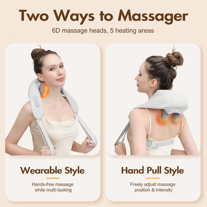 BAOKALER Neck Massager with Heat, 6D Shiatsu Cordless Deep Tissue Shoulder Massager for Ultimate Relaxation, Ideal Gift for Men and Women