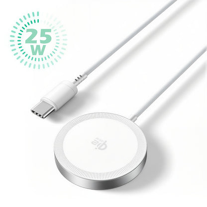 Charging Pad, 25W Phone Charger for iPhone 17 16 15 13 14 12 Series, Wireless Charger for AirPods 4 3 2, Magsafe Charger, White(1 Pack)