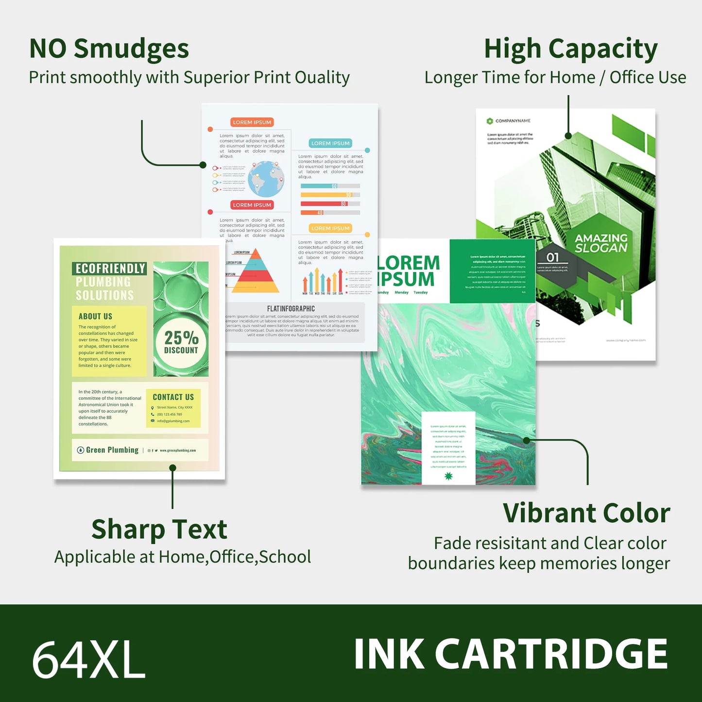 62XL Ink Cartridge Compatible for HP 62 Black Ink Cartridge HP Ink 62 for Envy 5660 7645 7640 5740 OfficeJet 250 Printer Ink 62 Combo Pack