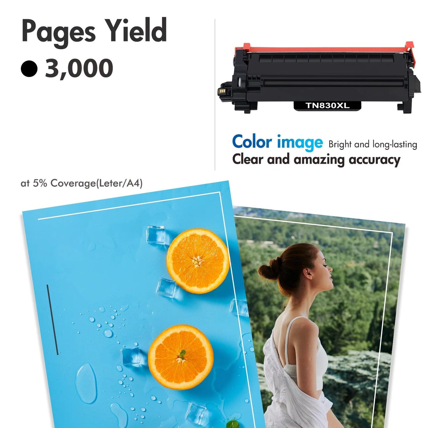 TN830XL Toner Cartridges High Yield Compatible for Brother DCP-L2640DW HL-L2460DW TN830XL TN830 TN-830 HL-L2405W MFC-L2820DW HL-L2400D L2405W L2480DW Printer Ink Black 2-Pack