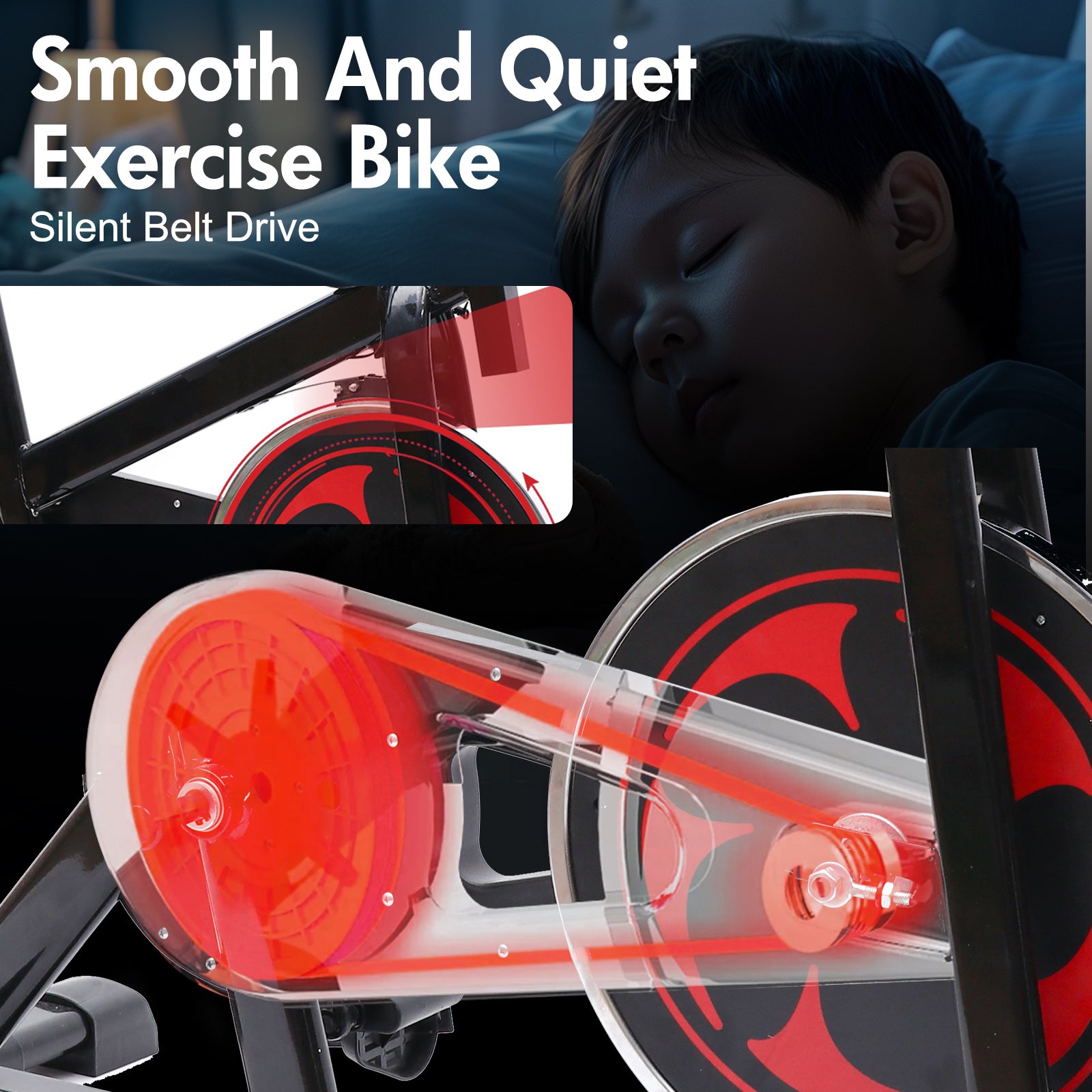 Amstech Exercise Bike with Magnetic Resistance, Quiet Belt Drive, Heavy Flywheel, Stationary Cycling Bike with Comfortable Seat Cushion & Enhanced LCD Monitor for Home Office Workouts