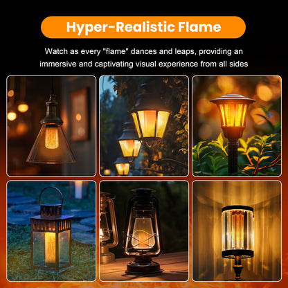 IAMSTECH LED Flame Light Bulbs 2PCS, Flickering Light Bulbs Upgraded 4 Modes, E26 Base Light Bulbs with Upside Down Effect for Daily, Garden Decor, Party, Patio, Indoor, Outdoor Decor