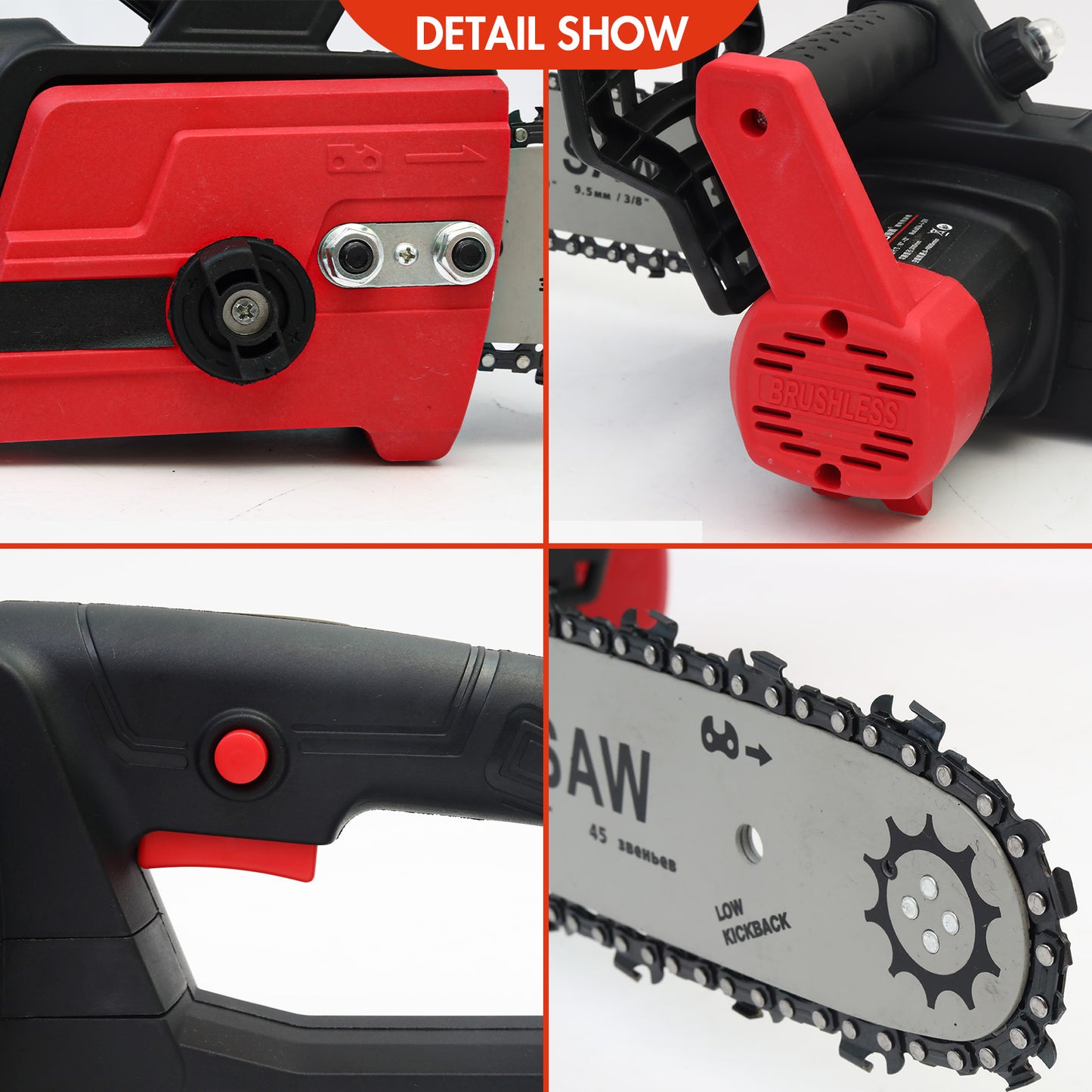 12 inch Cordless Chainsaw with 21V 3.0Ah Battery and Charger, Electric Handheld Chainsaw for Tree Trimming, Wood Cutting, Outdoor Yard Work, 800W