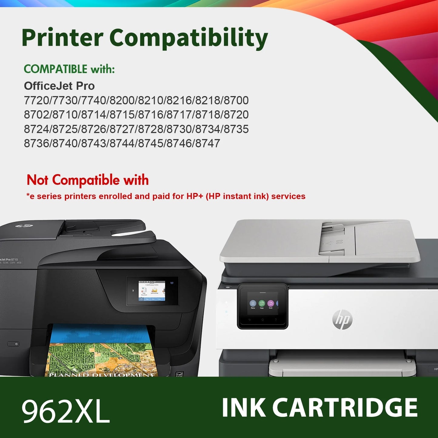 962 962XL Ink Cartridges Compatible for HP 962XL 962 4 Pack for OfficeJet Pro 9010 9020 9015 9018 9025 9018 9019 Printer -Black, Cyan, Magenta, Yellow)