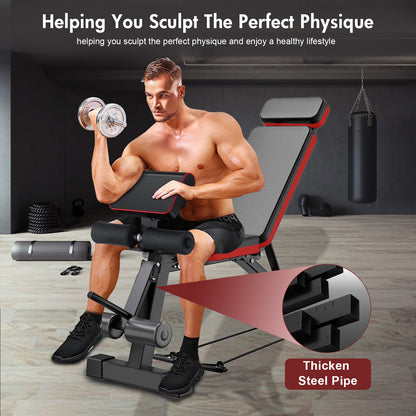 BAOKALER-7-Levels-Adjustable-Weight-Bench-with-Extended-Headrest-&-Leg-Extension,-Foldable-Dumbbell-Workout-Bench,-Supports-Up-to-770-lbs,-Incline-&-Decline-Positions-for-Full-Body-Strength-Training