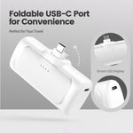 Lade das Bild in den Galerie-Viewer, Portable Charger, 22.5W Mini Charger Battery Pack with Foldable USB-C Plug, 5000mAh Power Bank Compatible with iPhone 17 16 15,White
