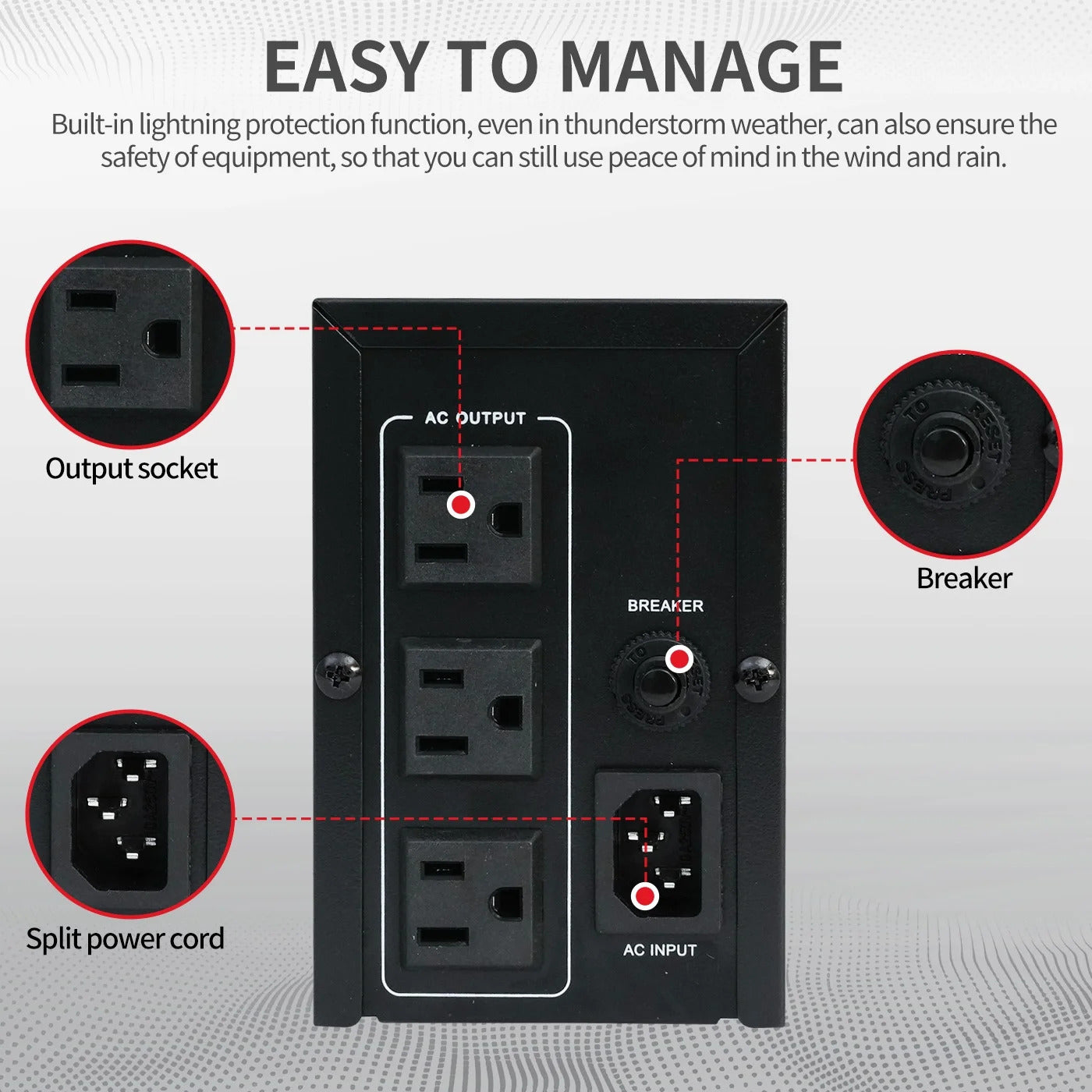 UPS 600VA/330W Backup Power, 3 Outlets, Battery Backup with Surge Protection, Only Suitable for Desktop computer