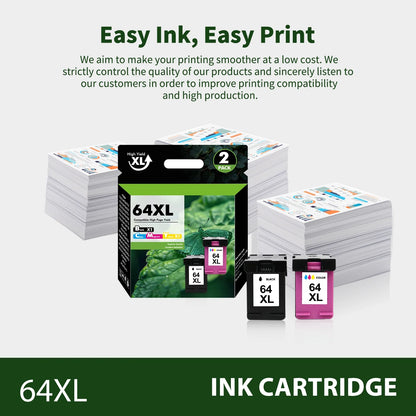 64XL Ink Cartridges Compatible for HP 64 XL Ink Cartridge Combo Pack HP Ink 64 XL for Envy Photo 7855 7858 7800 7155 6255 Printer Ink 64 (Black, Tri-color)