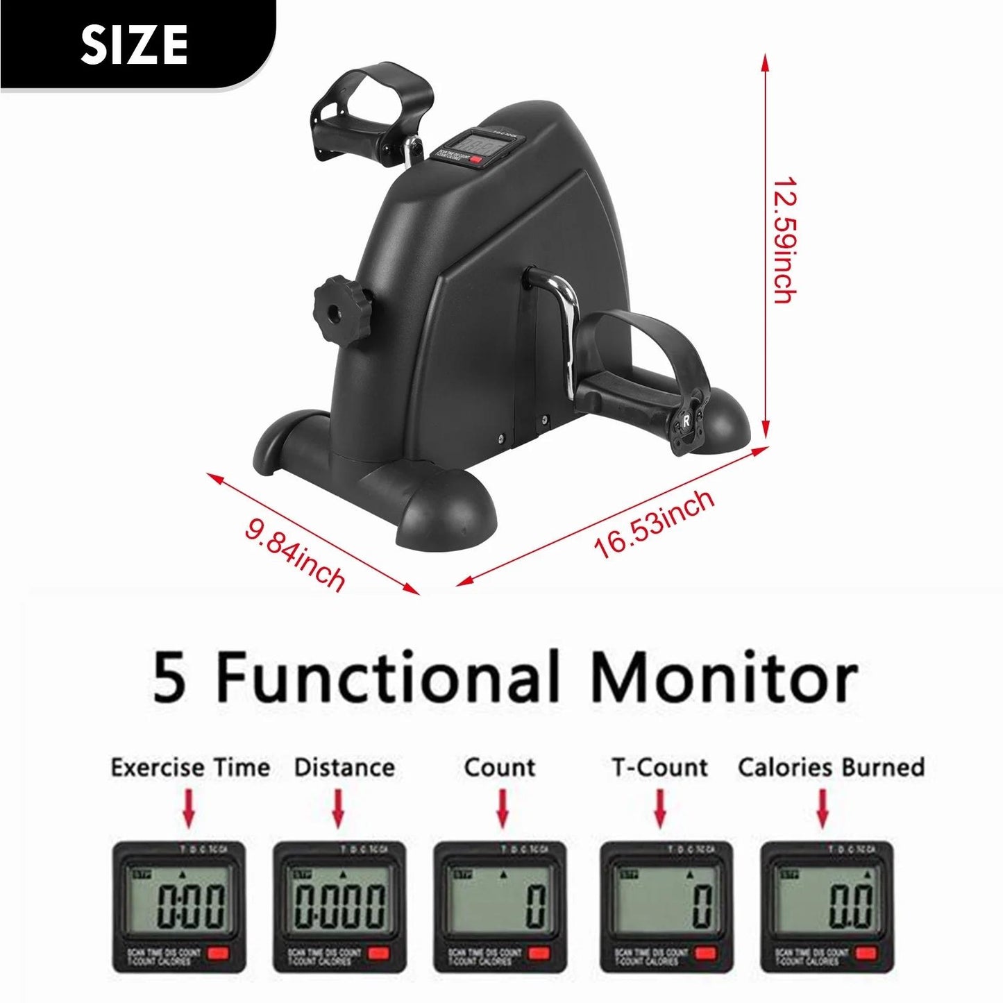 BAOKALER Desk Bike Pedal Exerciser, Mini Exercise Bike Stepper Indoor Exercise, Elder Bike Pedal Exerciser Under Desk Fitness Equipment with LCD Screen Display