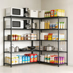 Lade das Bild in den Galerie-Viewer, Storage Shelves, 5 Tier Adjustable Standing Storage Rack Shelves Load 2000 LBS for Kitchen Garage Commercial, 71"×13.7"×72.4", Black
