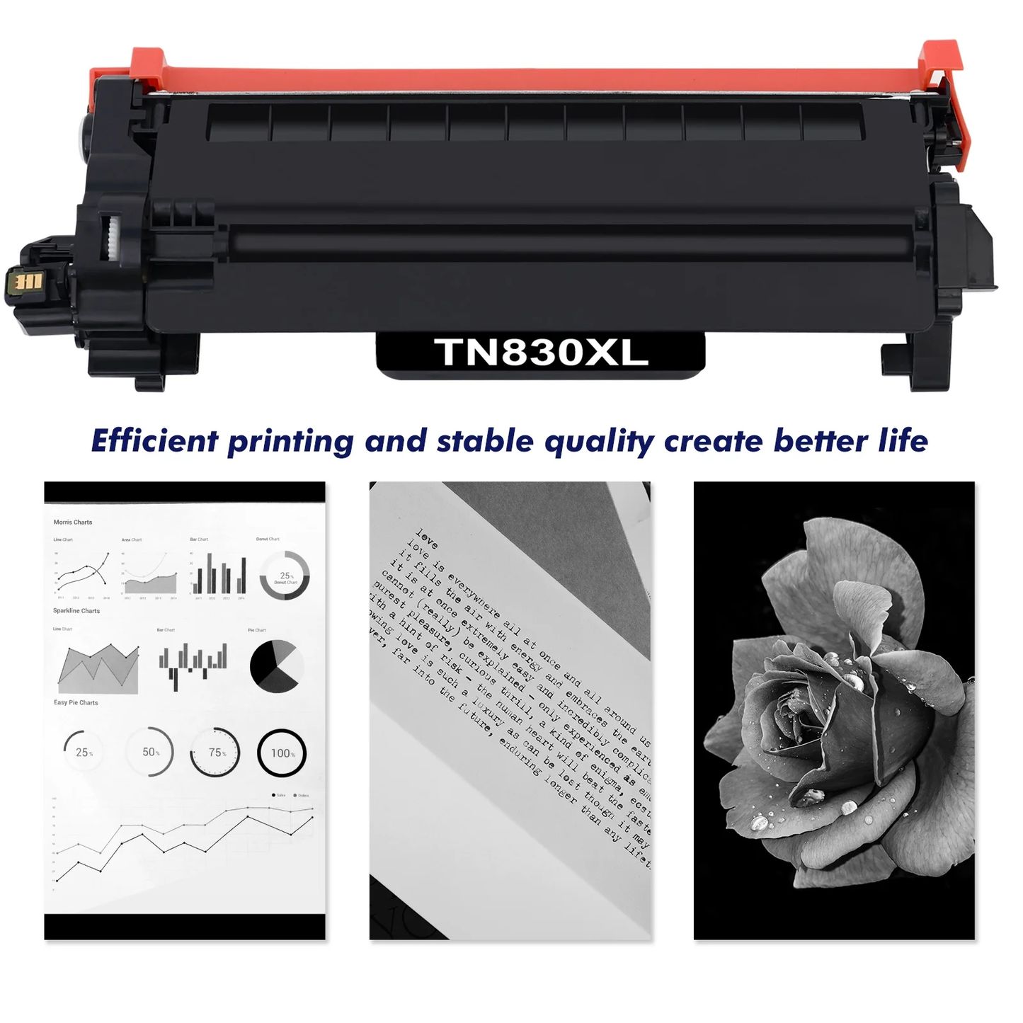 TN830XL Toner Cartridges High Yield Compatible for Brother DCP-L2640DW HL-L2460DW TN830XL TN830 TN-830 HL-L2405W MFC-L2820DW HL-L2400D L2405W L2480DW Printer Ink Black 2-Pack