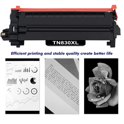 TN830XL Toner Cartridges High Yield Compatible for Brother DCP-L2640DW HL-L2460DW TN830XL TN830 TN-830 HL-L2405W MFC-L2820DW HL-L2400D L2405W L2480DW Printer Ink Black 2-Pack