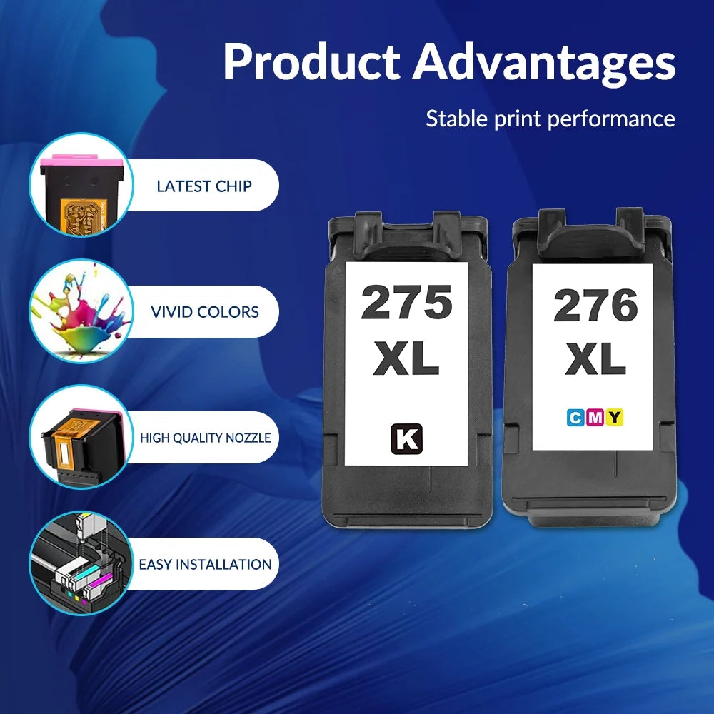 IAMSTECH 275XL 276XL Ink Cartridge 2 Pack Compatible for Canon PG-275XL CL-276XL for Pixma TS3522 TS3520 TS3500 TR4722 TR4720 TR4700 Printer