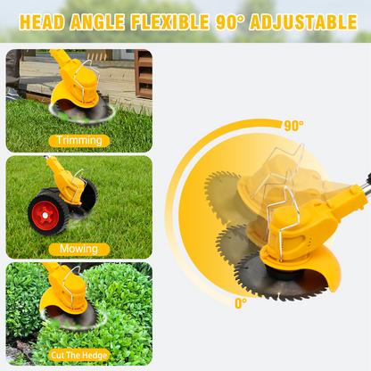 24V 2000mAh Electric Weed Wacker, 3-in-1 Cordless Weed Eater Brush Cutter Grass Trimmer Edger Stringless Weed Cutter Lawn Edger Mower, Yellow