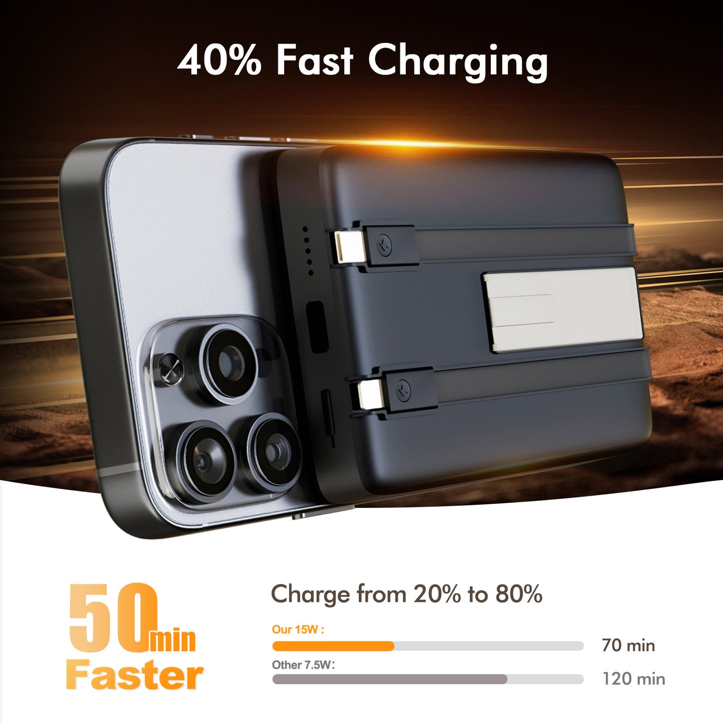 Power bank, 10000mAh Magnatic Portable Charger with Type-C Cable, Battery Pack with 22.5W Charging Lighting Input, for iPhone 17 16 15 14 13 12, Black