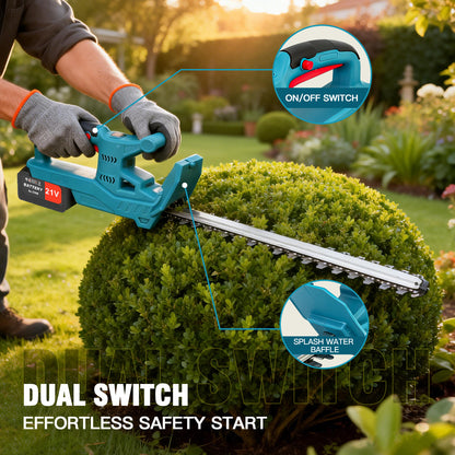 21V Cordless Hedge Trimmer, 20 Inch Hedge Trimmer for Bush Shrub Cutting, 2 Battery and Charger Included