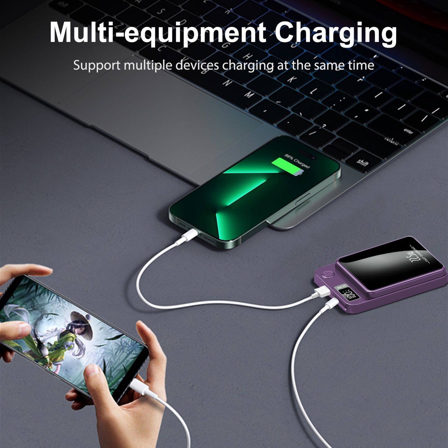 Magnetic Wireless Portable Charger,10000mAh Power Bank with Fast Charging,USB C in&Out Battery Pack, Compatible with Mag-Safe for iPhone 17/16/15/14/13 Series,Samsung,Android,and More