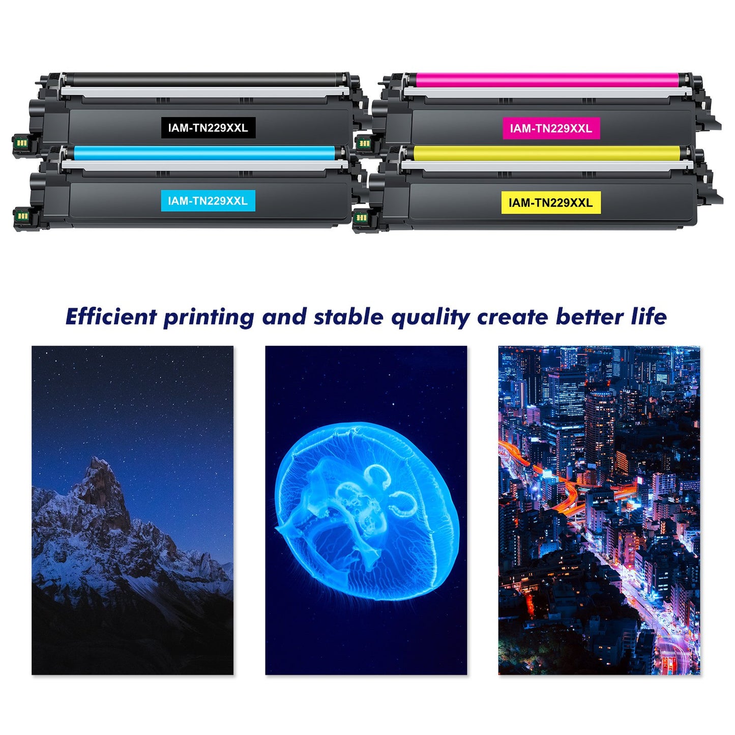 4-Pack TN229XXL Toner Cartridge with Chip Compatible for Brother TN229XXL TN229XL TN229 MFC-L3780cdw MFC-L8395cdw HL-L3295cdw HL-L8245cdw Printer (High Yield, BK/C/M/Y)