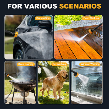 BAOKALER 970PSI Cordless Pressure Washer with 2 x 4.0Ah Rechargeable Batteries, Portable Pressure Washer with 6-in-1 Adjustable Nozzle for Cars/Patios