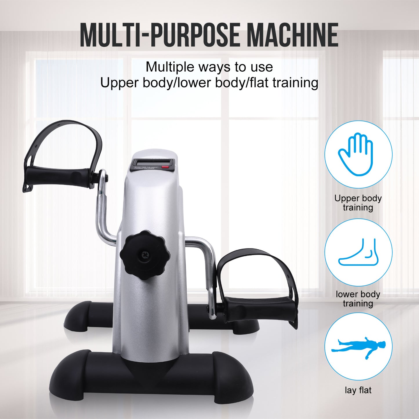 BAOKALER Mini Exercise Bike, Under Desk Bike Pedal Exerciser, Peddler Exerciser, Portable Foot Cycle Arm & Leg Peddler Machine with LCD Screen Displays