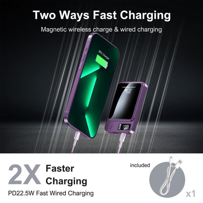 Magnetic Wireless Portable Charger,10000mAh Power Bank with Fast Charging,USB C in&Out Battery Pack, Compatible with Mag-Safe for iPhone 17/16/15/14/13 Series,Samsung,Android,and More
