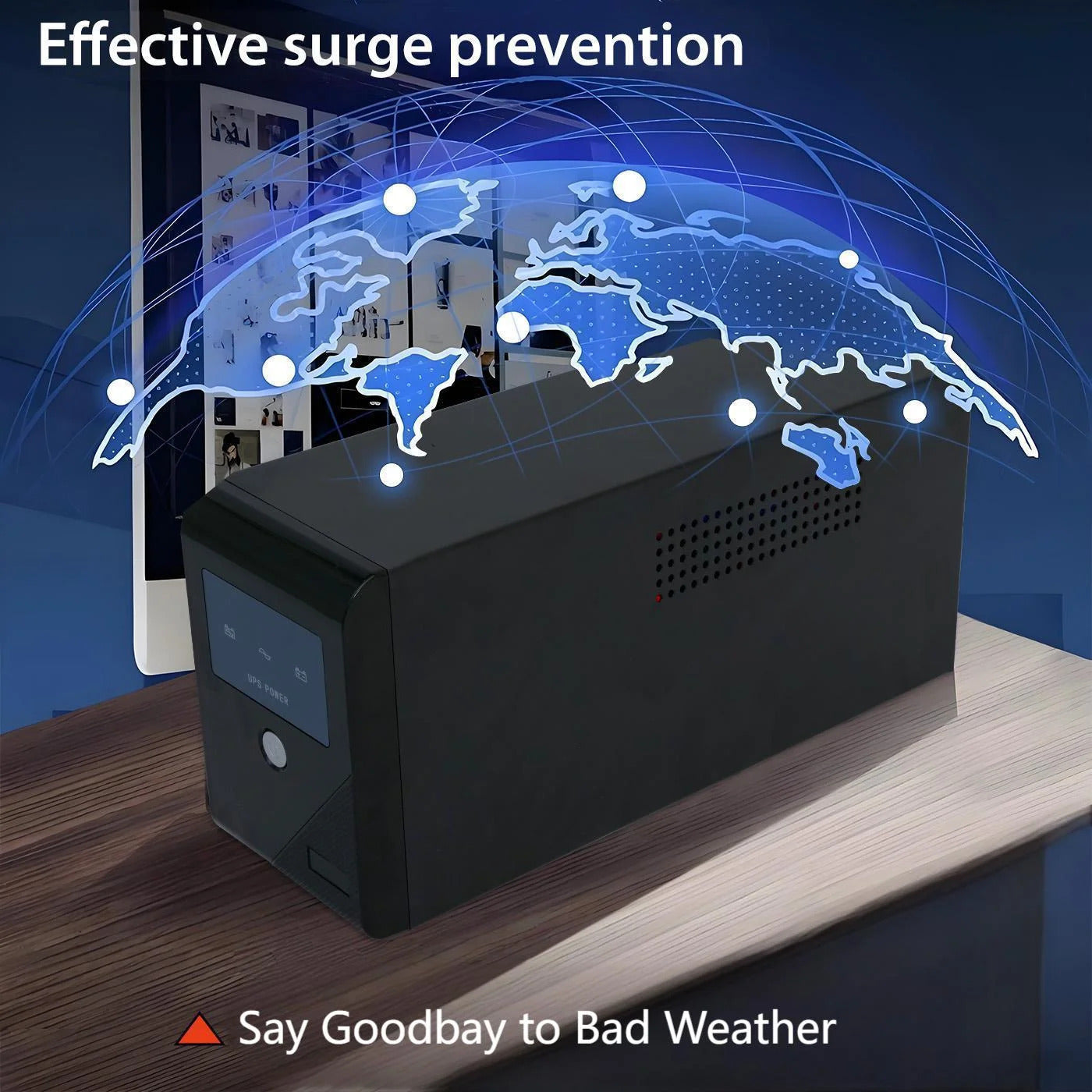 UPS 600VA/330W Backup Power, 3 Outlets, Battery Backup with Surge Protection, Only Suitable for Desktop computer