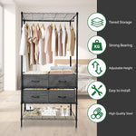 Lade das Bild in den Galerie-Viewer, Heavy Duty Clothes Rack with 4 Fabric Drawers Adjustable Metal Wire Garment Rack W/Hanging Rod, DIY Freestanding Clothing Rack, 400lbs Load Capacity, Black
