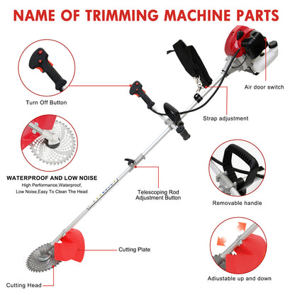 BAOKALER 52CC Gasoline Grass String Trimmer, 2-Stroke Gas Powered Weed Eater, Weed Wacker with 4 Detachable Heads