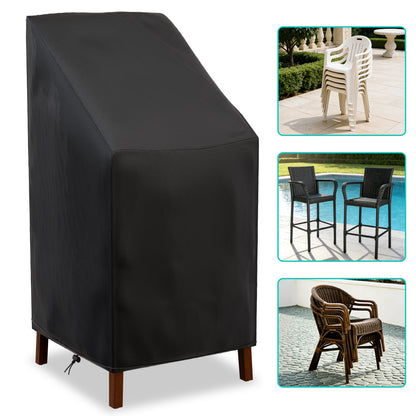 Patio Chair Covers,Outdoor Chair Cover,2 Pack Waterproof Patio Furniture Covers for Outdoor Furniture, Large Covers for High-Back Chiar/Stackable Outdoor Chairs, 25" L x 25" W x 47"H,Black