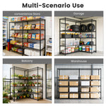 Lade das Bild in den Galerie-Viewer, Storage Shelves, 5 Tier Adjustable Standing Storage Rack Shelves Load 2000 LBS for Kitchen Garage Commercial, 71"×13.7"×72.4", Black
