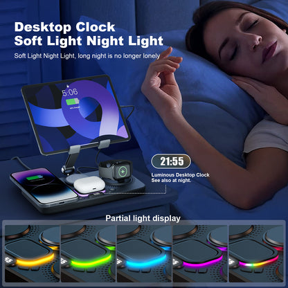 Wireless Charger for iPhone,4 in 1 Charging Station for Multiple Devices Apple,Fast Charging Dock Compatible for iPhone 17 16e 16 15 14 13 12 Pro Max iWatch Samsung Tablets iPad