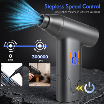 Compressed Air Duster, 300000RPM Car Vacuum Cleaner, Cordless Air Duster Cleaner Dust Blower for Computer, Keyboard, House, Outdoor and Car