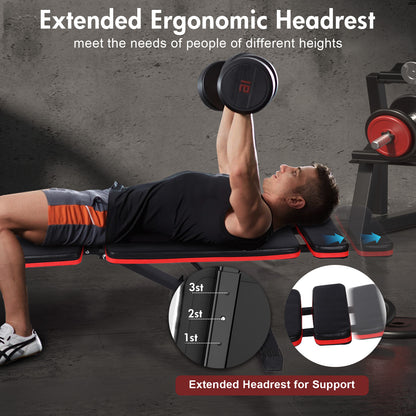 BAOKALER-7-Levels-Adjustable-Weight-Bench-with-Extended-Headrest-&-Leg-Extension,-Foldable-Dumbbell-Workout-Bench,-Supports-Up-to-770-lbs,-Incline-&-Decline-Positions-for-Full-Body-Strength-Training
